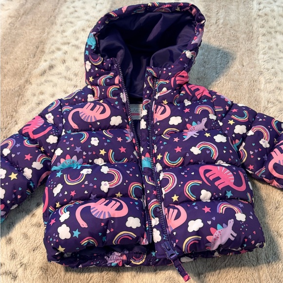 💥The Children’s Place Rainbow & Dinosaur Puffer Jacket - Picture 3 of 5